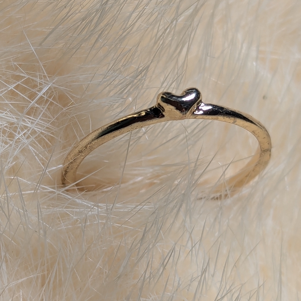 Gold Heart Ring 10kt gold plated friendship promise pinky ring size 7.25